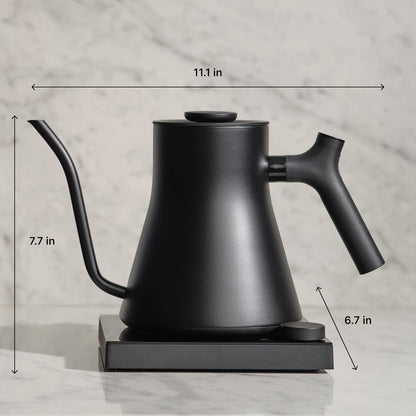 Elektrischer Schwanenhals-Wasserkocher – für Pour-Over Kaffee & Tee, schnelles Aufheizen, präzise Temperaturregelung, Zeitvorwahl, integrierter Brüh-Timer – Matt-Schwarz, 0,9 L